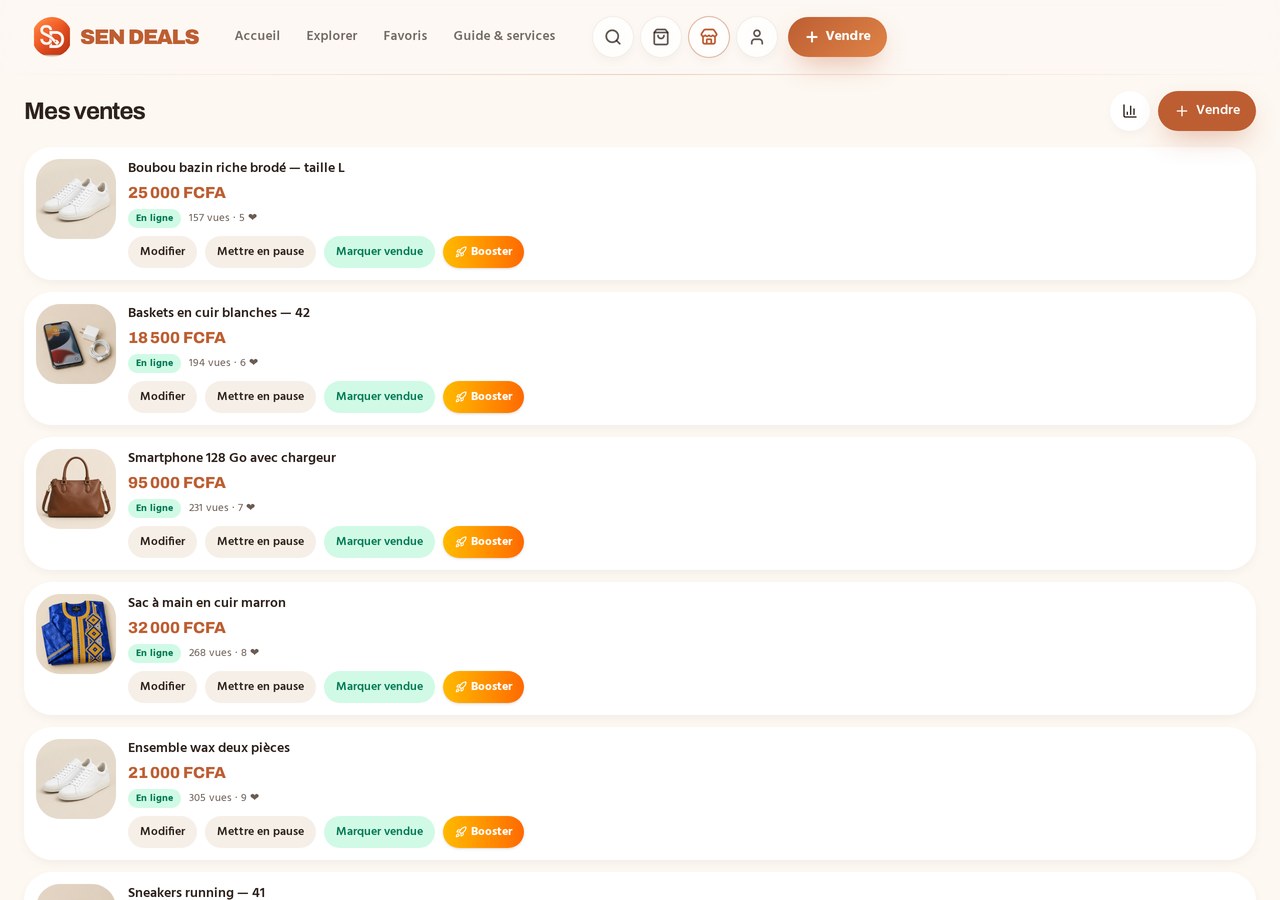 Capture d'écran — sen-deals.com/ventes/stats