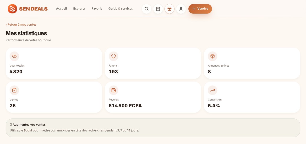 Capture d'écran — sen-deals.com/ventes